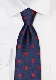 Large Polka Dot Tie in Navy and Claret