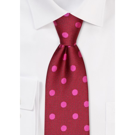 Cherry Red and Pink Polka Dot Tie