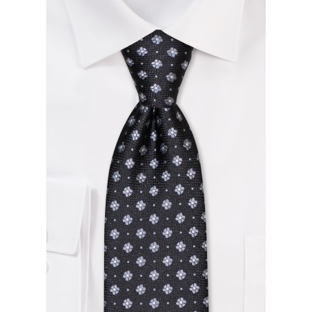 Floral Dot Tie in Black and Gray