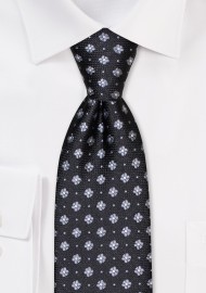 Tiny Floral Weave Kids Tie in Black and Gray