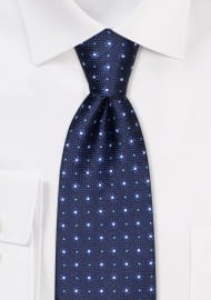 Navy Tie with Tiny Teal Flower Design