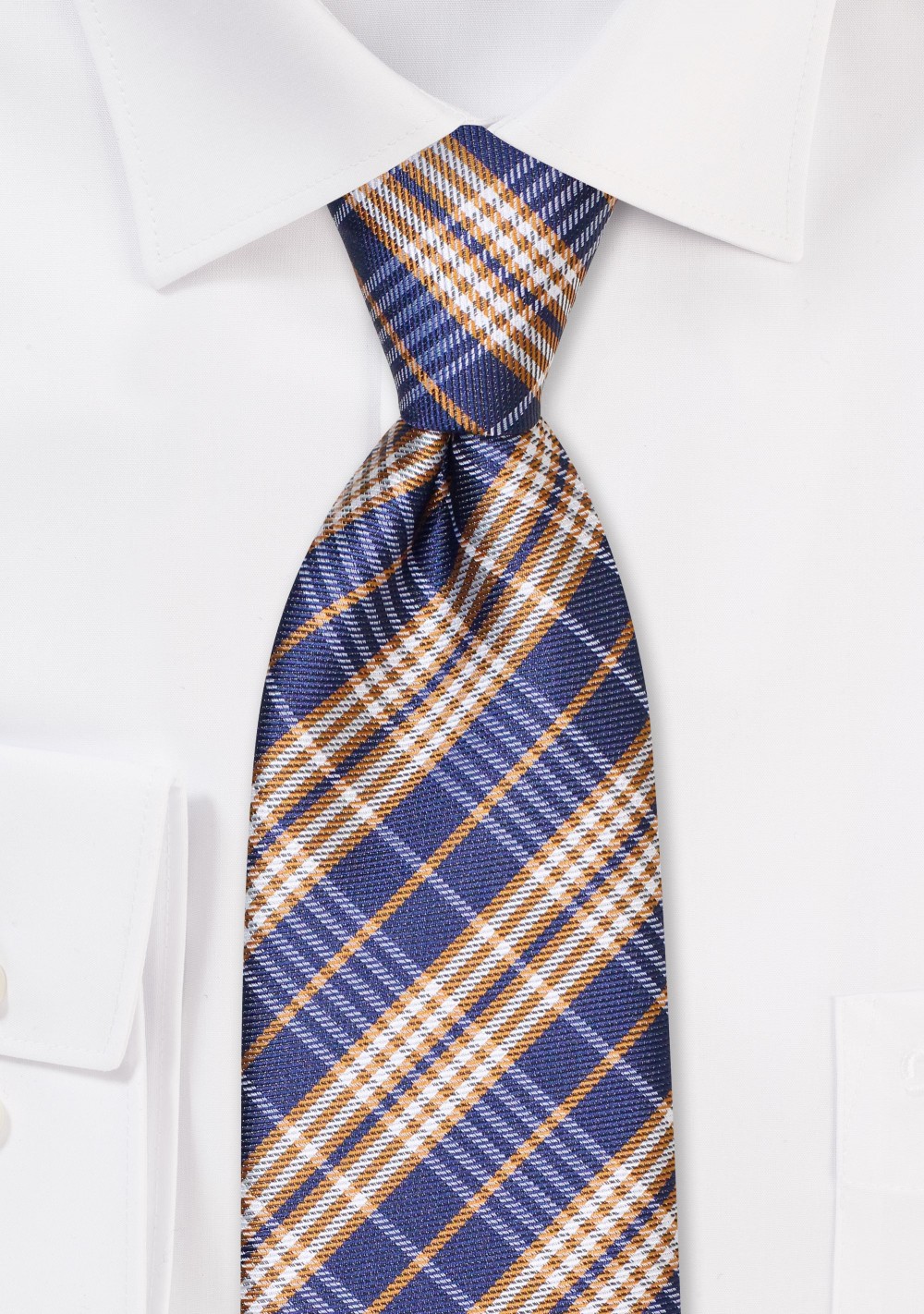 Navy and Gold XL Plaid Tie