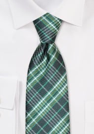 Green and White Plaid Tie in XL