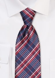 Twilight Blue and Red Tartan Check Tie
