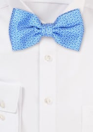 Geometric Check Bow Tie in Sky Blue