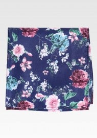 Navy Hanky with Rose Print