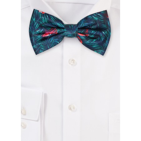 Bowtie in Fern and Flamingo Print