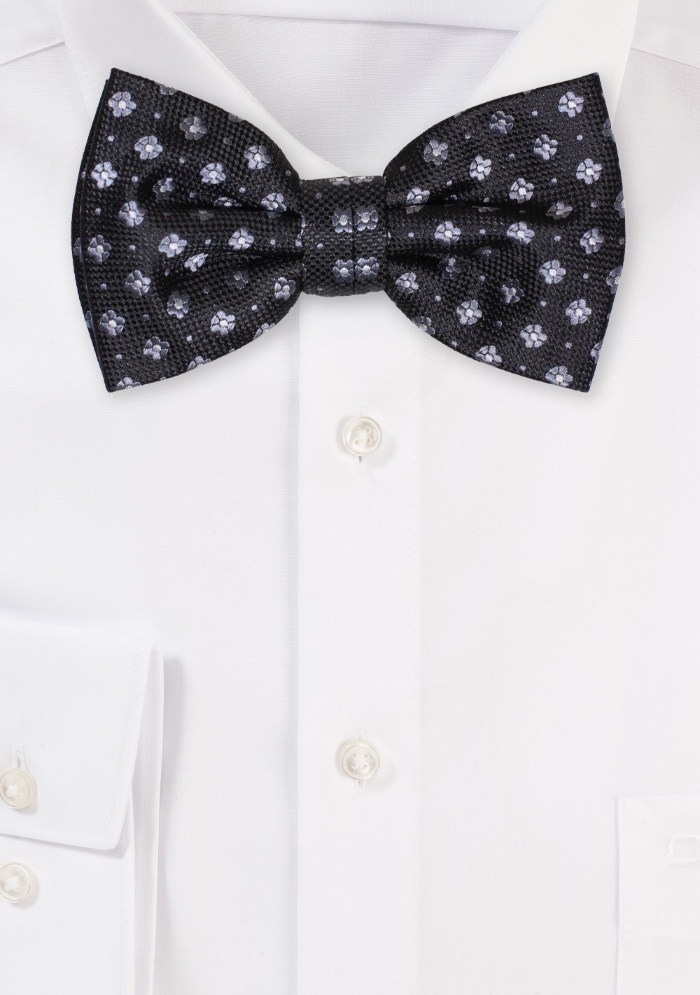 Woven Floral Bowtie in Black and Gray