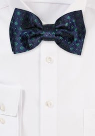 Woven Floral Bowtie in Navy and Hunter Green