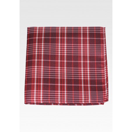 Red and White Tartan Check Pocket Square