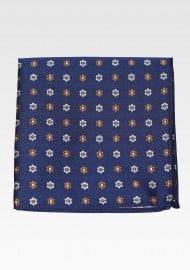 Navy Pocket Square with Copper Florals