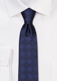 Royal Blue Checkered Skinny Tie