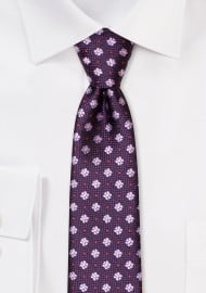 Purple Floral Skinny Tie