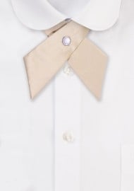 Solid Satin Cross Tie in Champagne