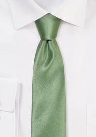 Solid Satin Skinny Tie in Moss Green
