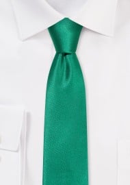 Solid Satin Skinny Tie in Emerald Green