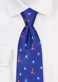 Navy Necktie with Shark Fins