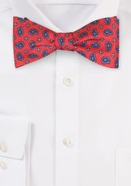 Crimson Red Paisley Bow Tie