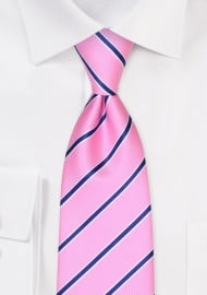 Pink Repp Striped Kids Tie
