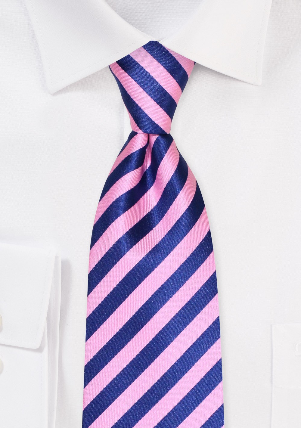 Extra Long Tie in Pink and Navy Stripe