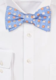 Pale Blue Bow Tie with Orange and Yellow Florals