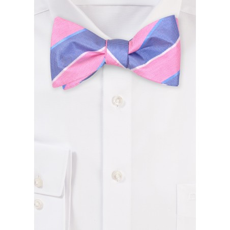 Summer Striped Bowtie in Pink and Blue