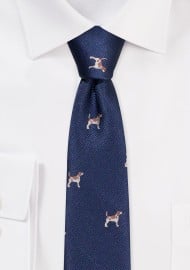 Navy Skinny Tie with Beagles