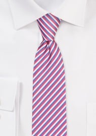 Red, White, Blue Stripe Skinny Tie