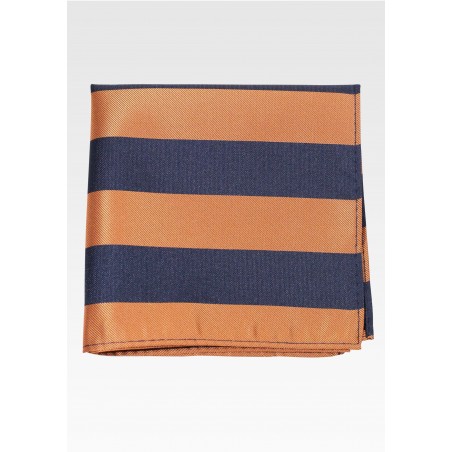 Navy and Rose Gold Striped Pocket Square