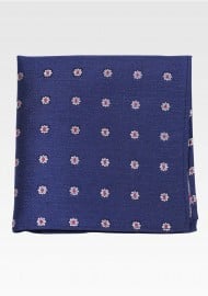 Royal Blue Pocket Square with Tiny Florals