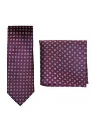 Silk Necktie Set in Burgundy Red