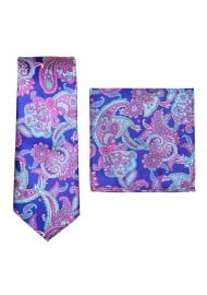 Paisley Tie Set in Blue, Lilac, and Pink