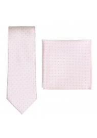 Blush Pink Polka Dot Tie and Pocket Square Combo Set