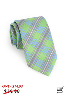 Plaid Tie in Greens