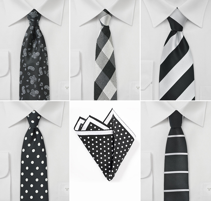Groomsmen Neckties in Black and White