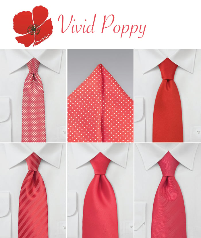 Wedding Neckties in Vivid Poppy