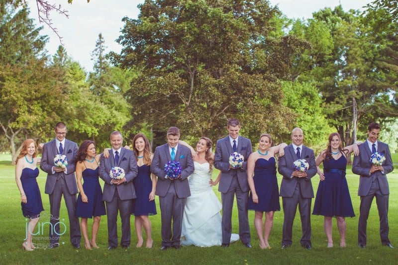 Bridal Party Dressed in Blue 