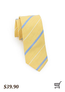 Striped Yellow Linen Tie