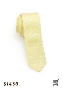 Plaid Skinny Tie in Soft Yellow