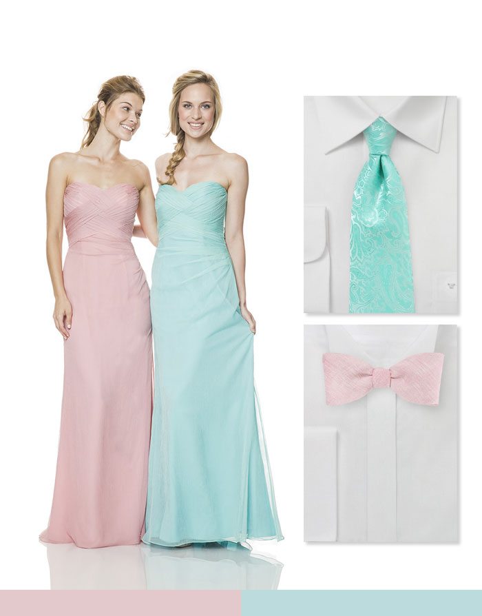 Wedding Party in Mint + Pink