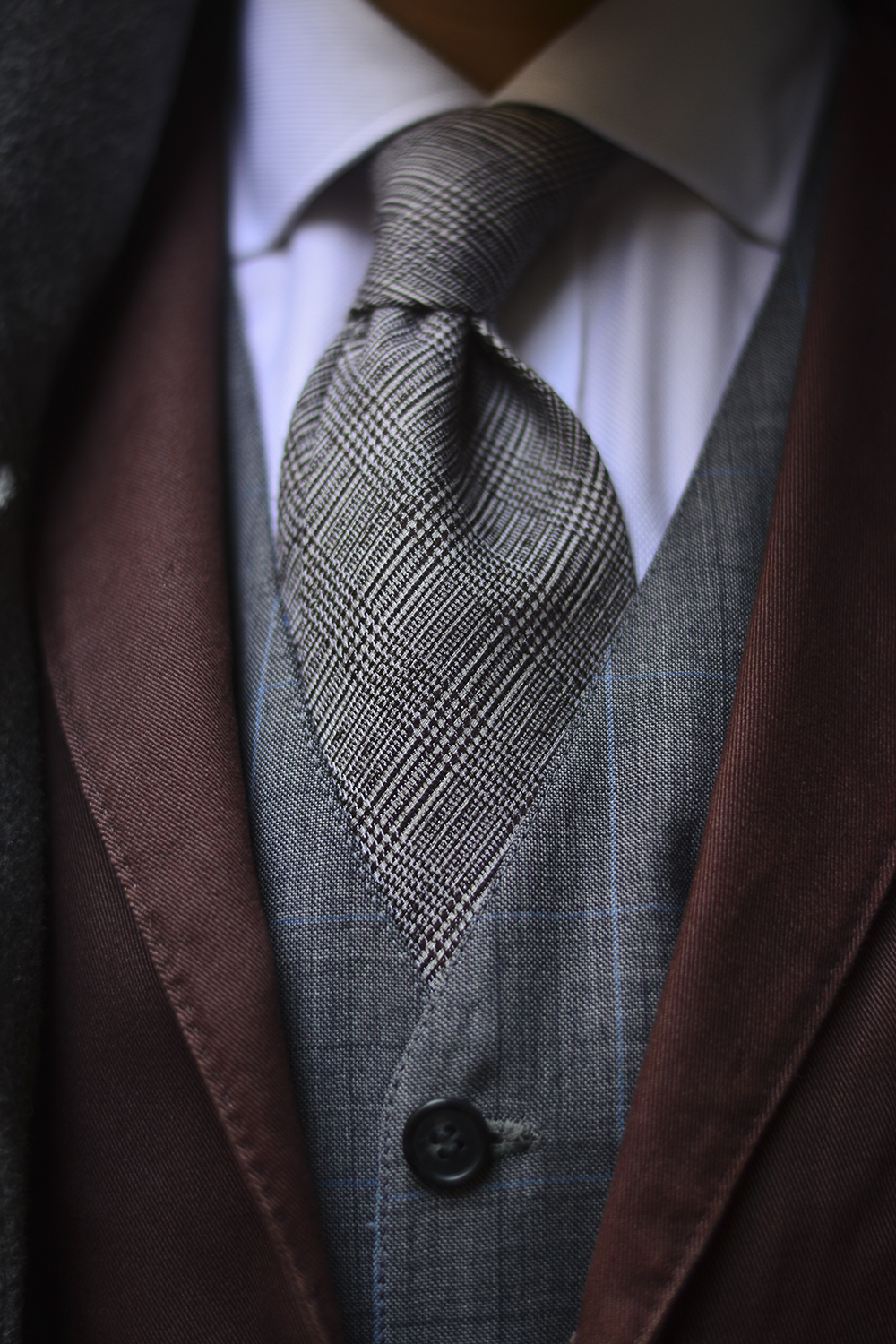 Glen Check Wool Necktie + Vest | Black + White Glen Check Tie